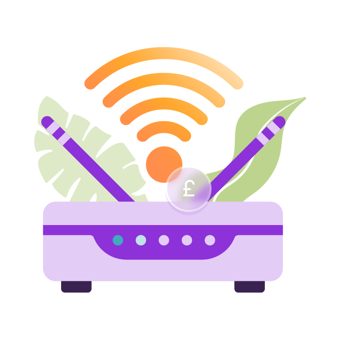 An image of a WI-FI icon above a broadband box.