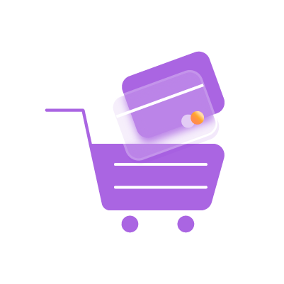 An icon of a shopping cart and with store cards.