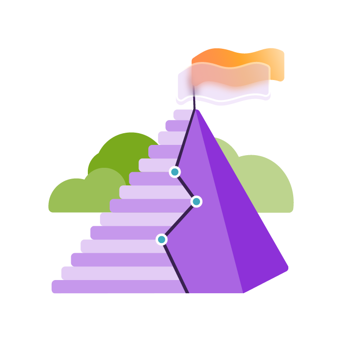 An image of a mountain peak with a flag on at the top.
