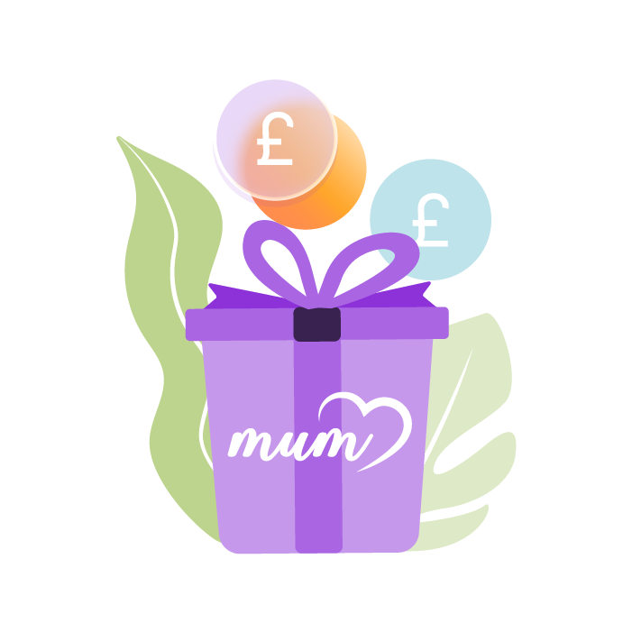 An image of a gift box with the word mum written on it