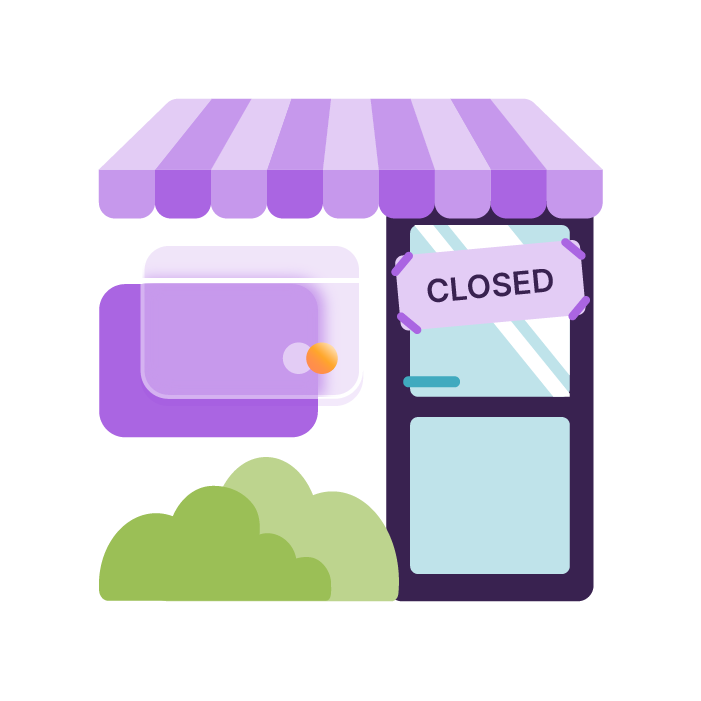 An image of a closed shop and a store card.