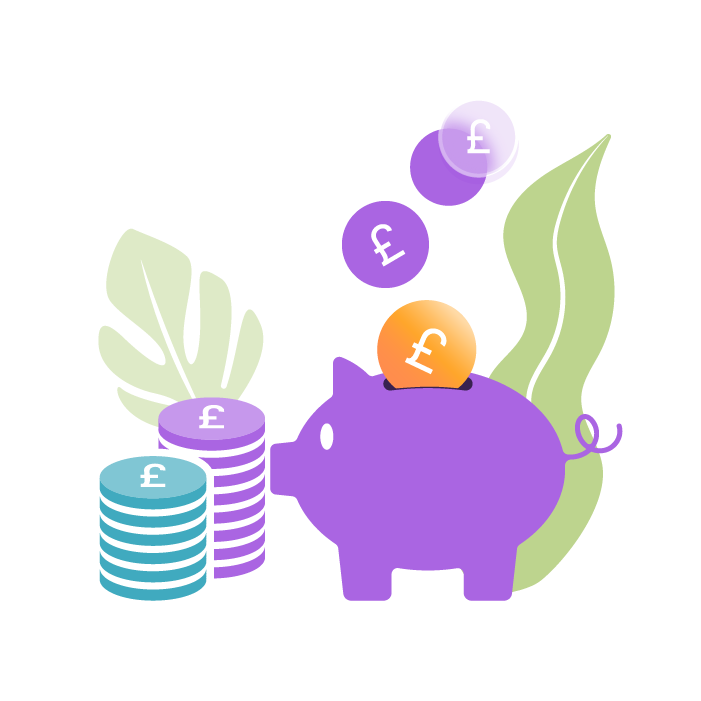 An image of money going into a piggy bank