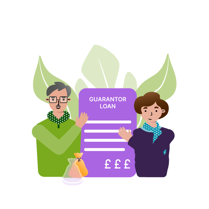 A man and a woman holding a guarantor loan document.